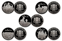 SOMALIA 
Somalia lot of 5 coins 10 Shillings Silver Proof 
10 Shillings ND 1979 KM 28 
10 Shillings ND 1979 KM 30A 
10 Shillings ND 1979 KM 29 
1...