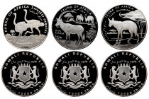 SOMALIA 
Somalia lote of 3 coins 10000 Shillings Silver Proof 
10000 Shillings 1998 KM 43 
10000 Shillings 1998 KM 44 
10000 Shillings 1998