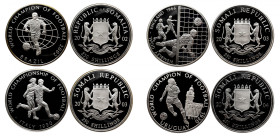 SOMALIA 
Somalia lot of 4 coins 250 Shillings Silver Proof 
250 Shillings 2003 KM 160 
250 Shillings 2003 
250 Shillings 2002 
250 Shilings 2004