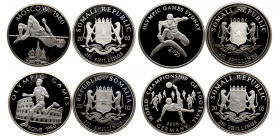 SOMALIA 
Somalia lot of 4 coins 250 Shillings Silver Proof 
250 Shillings 2000 
250 Shillings 2002 
250 Shillings 2003 
250 Shilings 2005