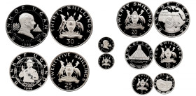 UGANDA 
Uganda lot of 6 coins Silver Proof 
2 Shillings 1969 KM 8 
5 Shillings 1969 KM 9 
10 Shillings 1970 KM 10 
20 Shillings 1970 KM 11 
25 S...