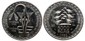 WESTERN AFRICAN STATES 
Western African States 5000 Francs Silver Essai
5000 Francs 1982 KM E13