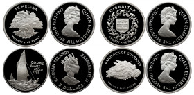SAINT HELENA, GIBRALTAR, GUERNSEY, CAYMAN ISLANDS, lot of 4 coins silver Proof 
Saint Helena 25 Pence 1977 KM 6A Gibraltar 25 Pence 1977 KM 10A Guern...