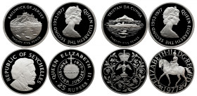BAILIWICK OF JERSEY, TRISTAN DA CUNHA, SEYCHELLES, UNITED KINGDOM lot of 4 coins silver Proof
Bailiwick of Jersey 25 Pence 1977 KM 44 Tristan da Cunh...