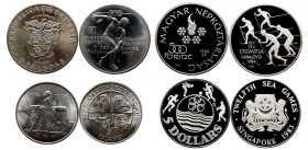 HUNGARY, SINGAPORE, PANAMA, ICELAND lot of 2 coins Silver Proof and 2 coins Silver Hungary 500 Forint 1984 KM 641 Singapore 5 Dollars 1983 KM 25A Pana...