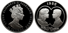 FALKLAND ISLANDS 
Falkland Islands Silver Proof 
25 Pounds 1986 KM 23