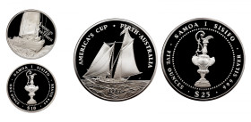 SAMOA 
Samoa lot of 2 coins of 10 and 25 Tala Silver Proof 
10 Tala 1987 KM 68 
25 Tala 1987 KM 67