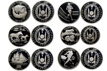 DJIBOUTI 
Djibouti lot of 6 coins Silver Proof 
50 Francs 1997 KM 35 
100 Francs 1994 KM 29 
100 Francs 1994 KM 30 
100 Francs 1994 KM 31 
100 F...