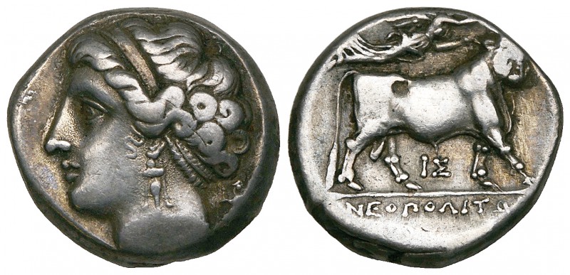Italy, Campania, Neapolis, didrachm, c. 275-250 BC, head of nymph left, rev., ΝΕ...