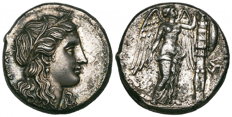 Sicily, Syracuse, Agathokles (317-289 BC), tetradrachm, wreathed head of Kore ri...