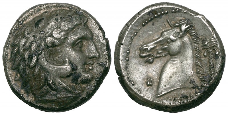Siculo-Punic, tetradrachm, c. 320 BC, head of Herakles right in lion skin headdr...