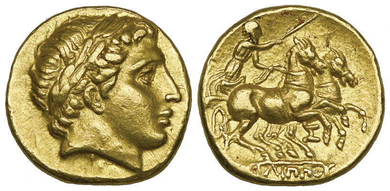 Kings of Macedon, Philip II (359-336 BC), gold stater, Teos, c. 323-317 BC, laur...