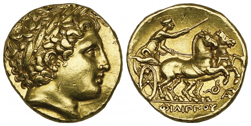 Kings of Macedon, Philip II (359-336 BC), gold stater, Lampsakos, c. 323-317 BC,...
