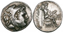 Aitolia, Aitolian League (238-228 BC), tetradrachm, head of Herakles right in lion skin headdress, rev., ΑΙΤΩΛΩΝ, Aitolos seated right on shields and ...