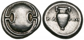 Boeotia, Thebes, stater, c. 363-338 BC, Boeotian shield, rev., amphora flanked by ΚΑ-ΛΛΙ, 12.08g (SNG Copenhagen 340; BCD 555), very fine

Estimate:...