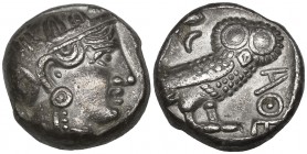 Attica, Athens, tetradrachm, Arabian imitation, 4th-3rd century BC, helmeted head of Athena right, rev., ΑΘΕ (with open-topped alpha), owl standing ri...