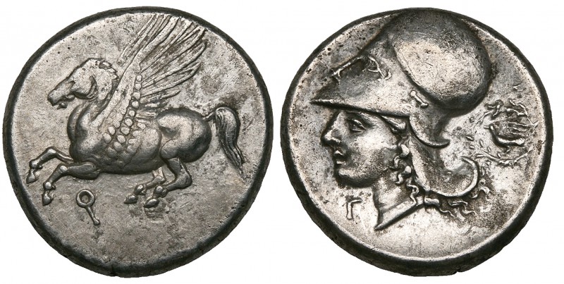Corinthia, Corinth, stater, 350-300 BC, Pegasus flying left; coppa below, rev., ...