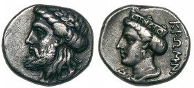 Paphlagonia, Kromna, drachm, 4th century BC, laureate head of Zeus left, rev., ΚΡΩΜΝΑ, turreted head of Hera left; monogram before, 3.55g, die axis 12...