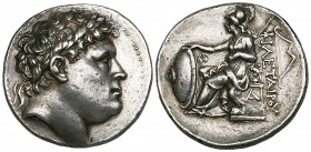 Mysia, Pergamon, Attalos I (241-197 BC), tetradrachm, laureate head right, rev., ΦΙΛΕΤΑΙΡΟΥ, Athena seated left; in field before, ivy-leaf; on throne,...