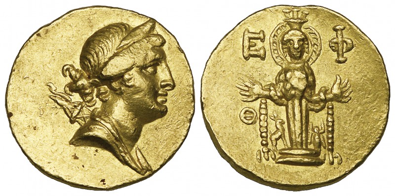 Ionia, Ephesus, gold stater, 126/125 BC, diademed head of Artemis right, quiver ...