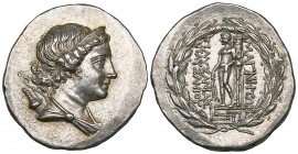 Ionia, Magnesia ad Maeandrum, tetradrachm, c. 150 BC, diademed head of Artemis right, quiver at shoulder, rev., ΜΑΓΝΗΤΩΝ, Apollo standing left, leanin...