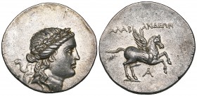 Caria, Alabanda, tetradrachm, 167/6 BC, laureate head of Apollo right, rev., ΑΛΑΒ-ΑΝΔΕΩΝ, Pegasus flying right; below, A (year 1), 16.80g, die axis 12...