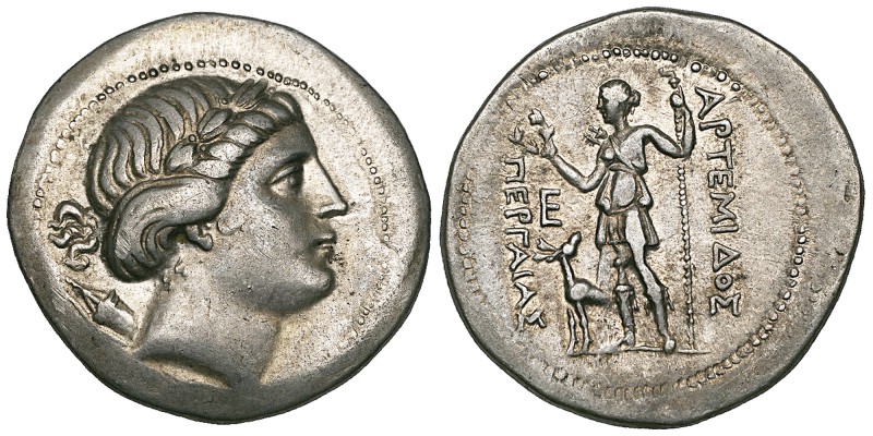 Pamphylia, Perge, tetradrachm, 3rd to 2nd century BC, laureate head of Artemis r...