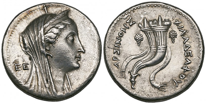 Ptolemaic Empire, Ptolemy II (283-246 BC), silver decadrachm, Alexandria, c. 253...