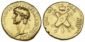 Nero Claudius Drusus (brother of Tiberius, father of Claudius, died 9 BC), aureus, struck by Claudius, Rome, c. 41-45, NERO CLAVDIVS DRVSVS GERMANICVS...