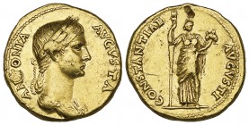 Antonia (daughter of Mark Antony, wife of Nero Claudius Drusus and mother of Claudius), aureus, struck by Claudius, Rome, c. 41-45, ANTONIA AVGVSTA, d...