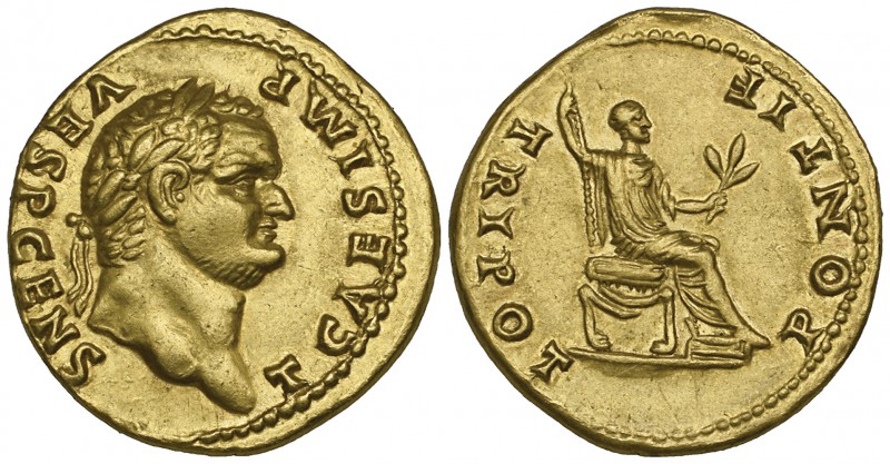 Titus (79-81), aureus, struck as Caesar by Vespasian, Rome, 73, T CAES IMP VESP ...