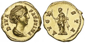 Faustina Senior (wife of Antoninus Pius, died 141), aureus, posthumous issue, Rome, undated, DIVA FAVSTINA, draped bust right, rev., AVGVSTA, Ceres, v...