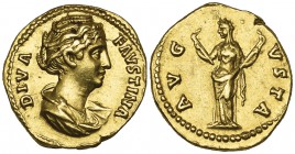 Faustina Senior (wife of Antoninus Pius, died 141), aureus, posthumous issue, Rome, undated, DIVA FAVSTINA, draped bust right, rev., AVGVSTA, Ceres, v...