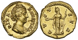 Faustina Senior (wife of Antoninus Pius, died 141), aureus, posthumous issue, Rome, undated, DIVA FAVSTINA, draped bust right, rev., AVGVSTA, Fortuna ...