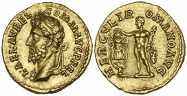 Commodus (177-192), aureus, Rome, 191-192, L AEL AVREL COMM AVG P FELM laureate head left wearing aegis at neck, rev., HERCVLI ROMANO AVG, Hercules, n...
