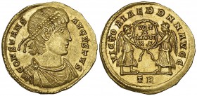 Constans (337-350), solidus, Trier, 348-350, CONSTANS AVGVSTVS, diademed and draped bust right, rev., VICTORIAE DD NN AVGG, two Victories holding shie...