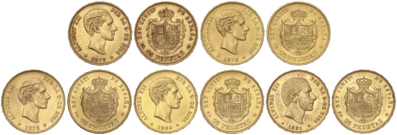 Gold Coins and Byllion
Alfonso XII

Lote 5 monedas 25 Pesetas. 1877 a 1881. P...