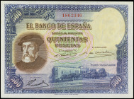 Spanish Banknotes
Banco de España

500 Pesetas. 7 Enero 1935. Hernán Cortés. (Arrugas). Ed-365. EBC.