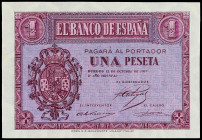 Spanish Banknotes
Estado Español

1 Peseta. 12 Octubre 1937. (Leves arrugas). Ed-425a. SC.