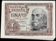 Spanish Banknotes
Estado Español

Lote 100 billetes 1 Peseta. 22 Julio 1953. Marqués de Santa Cruz. Serie H y Z. Correlativos en diferentes agrupac...