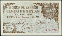 Spanish Banknotes
Estado Español

5 Pesetas. 21 Noviembre 1936. Ed-417. EBC-.
