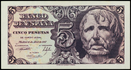 Spanish Banknotes
Estado Español

5 Pesetas. 12 Abril 1947. Séneca. Sin serie. Ed-454. SC.