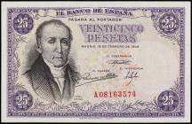Spanish Banknotes
Estado Español

25 Pesetas. 19 Febrero 1946. Florez Estrada. Serie A. (Arruguitas). Ed-450a. SC.