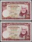 Spanish Banknotes
Estado Español

Lote 2 billetes 50 Pesetas. 31 Diciembe 1951. Rusiñol. Serie A. Pareja correlativa. (Levísima arruguita). Ed-462a...