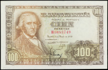 Spanish Banknotes
Estado Español

100 Pesetas. 2 Mayo 1948. Bayeu. Serie H. Ed-456a. EBC.