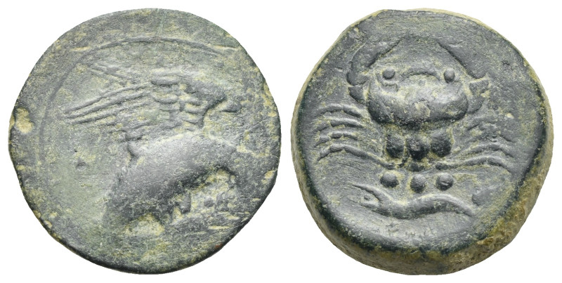 SICILY. Akragas. Circa 425-410 BC. Tetras or Trionkion (Bronze, 21.28 mm, 8.78 g...