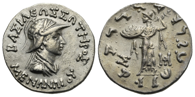 BAKTRIA. Indo-Greek Kingdom. Menander I, 165/55-130 BC. Tetradrachm (Silver, 24....