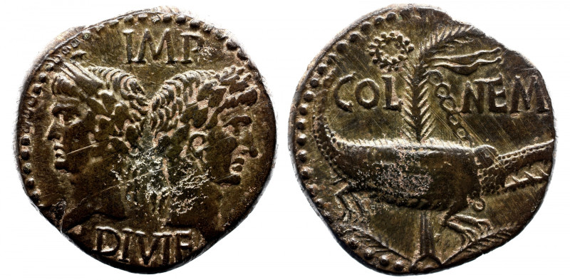 Roman Provincial 
Augustus and Agrippa &AElig; As of Nemausus, Gaul. Circa 10 B...