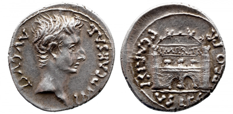 Roman Imperial 
Augustus AR Denarius. Emerita, 25-23 BC. P. Carisius, legatus p...