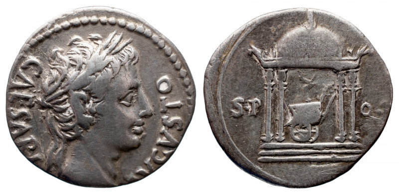 Roman Imperial 
Augustus AR Denarius. Uncertain Spanish mint (Colonia Patricia?...